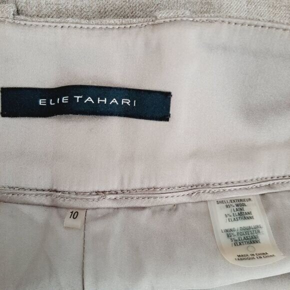 ELIE TAHARI Wool Blend Classic Dress Pants Taupe Sz 10 - Picture 7 of 8